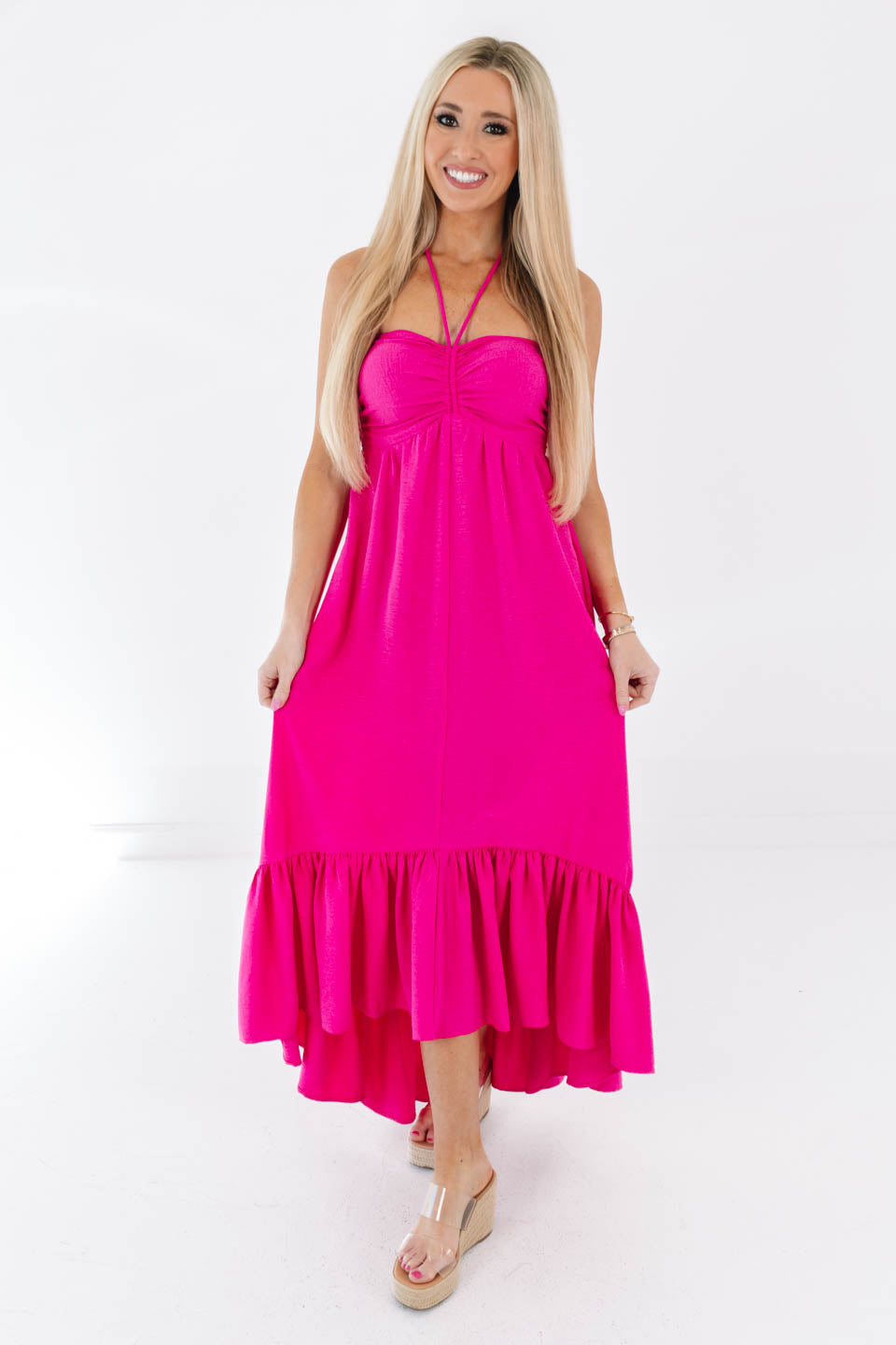 Can’t Miss Her Midi Dress - Hot Pink