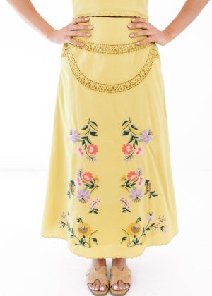 Yellow Iris Midi Skirt - Yellow