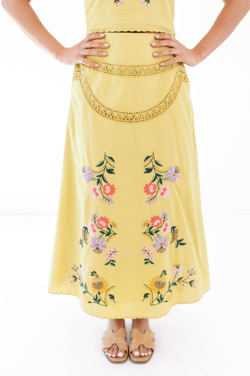 Yellow Iris Midi Skirt - Yellow