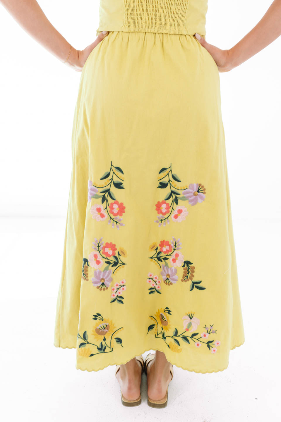 Yellow Iris Midi Skirt - Yellow - Image 3